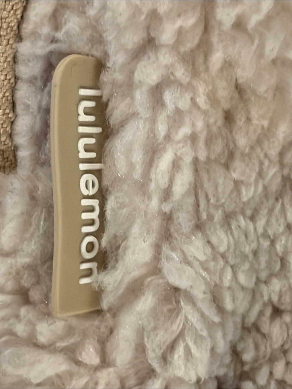 LULULEMON athletica Cream Sherpa Zip Pouch with Logo Tab